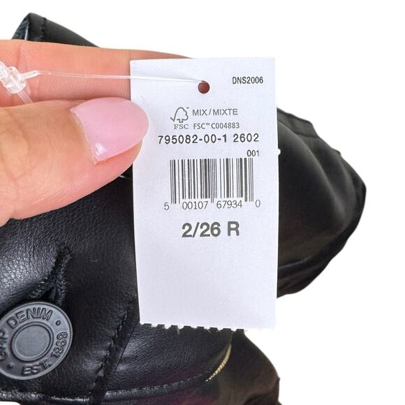 GAP NWT 2 Black Faux Leather Straight Leg Loose Fit High Rise Pants Pockets - Picture 8 of 10